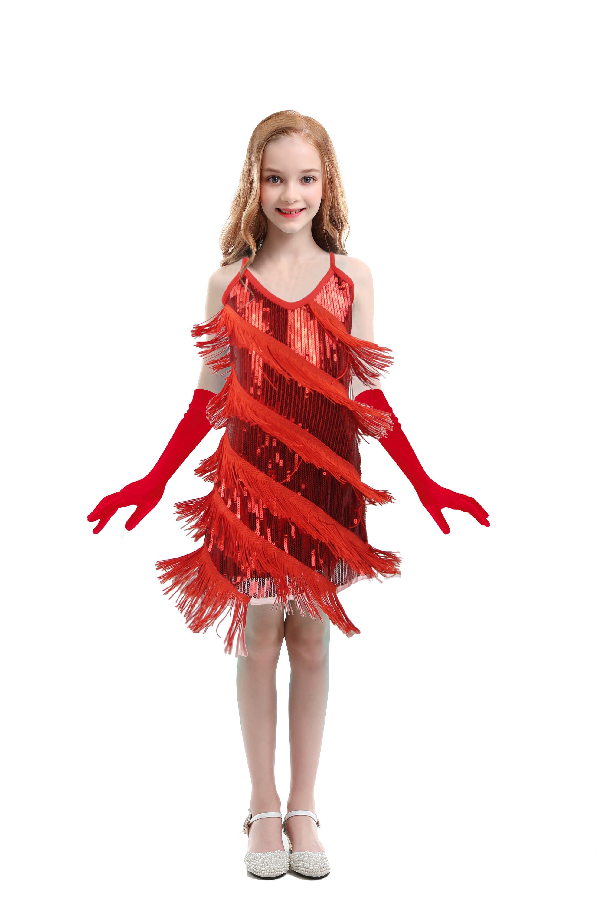 Girls 1920s Flapper Roaring 20s Dress Gatsby Sequin Dance