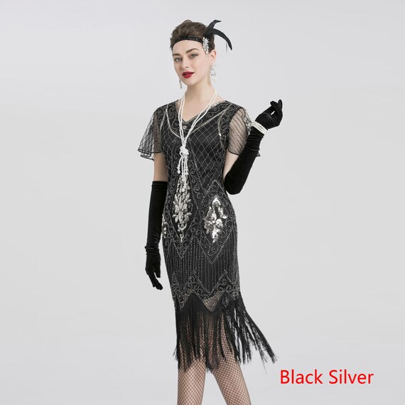 Mujer 1920s Gatsby Vintage Sequin Flapper Fringe Party - Etsy España