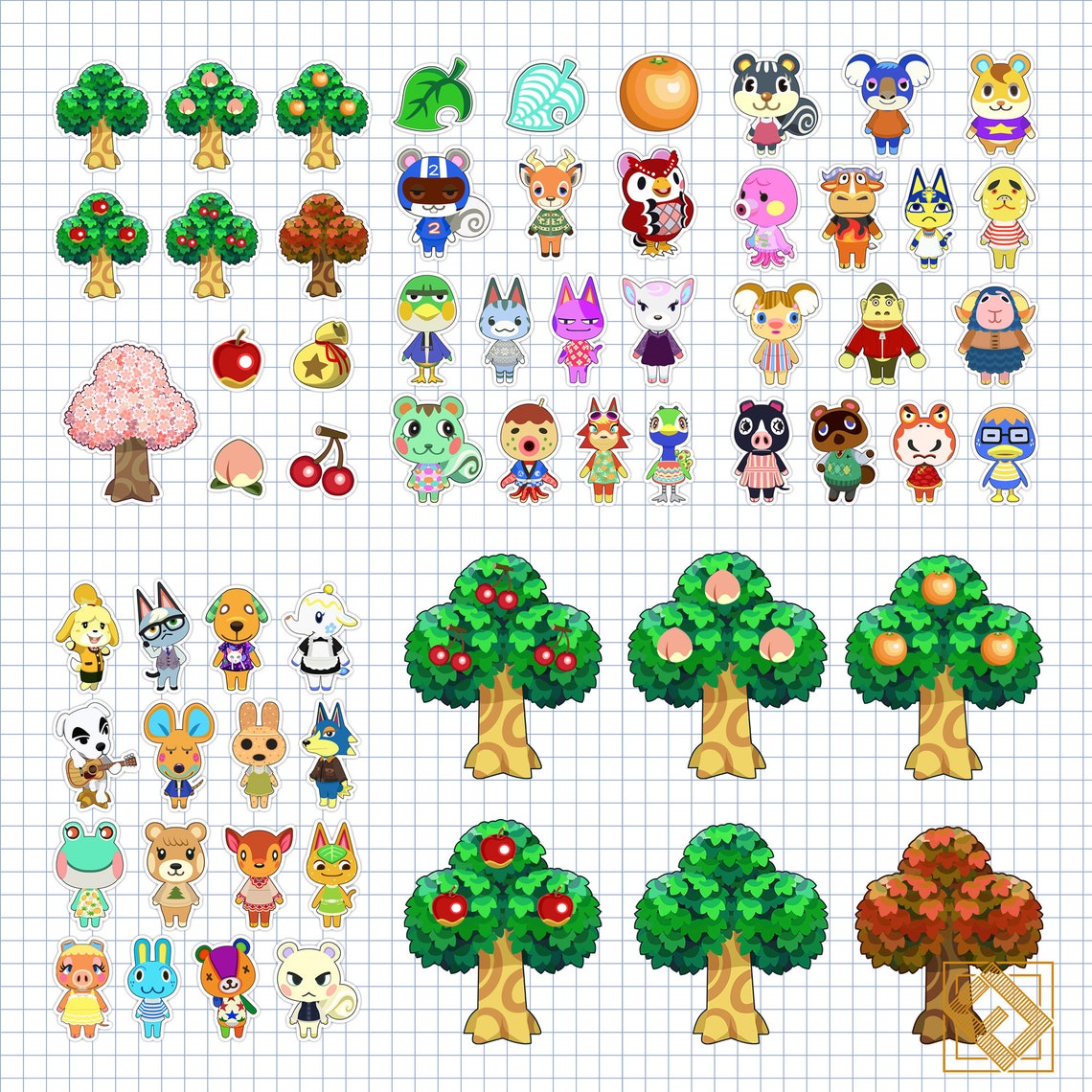 Animal Crossing Digital Stickers Cute Printable Stickers Etsy