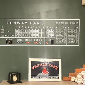 Fenway Park Scoreboard Decal | Boston Red Sox Wall Decor (48"x16")