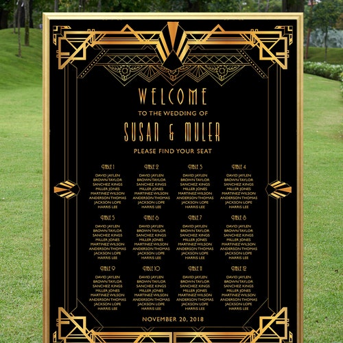 Printable Great Gatsby Art Deco Wedding Seating Chart Seating Etsy