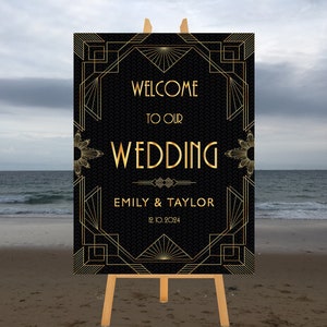 Printable Gatsby Wedding Welcome Sign, Art Deco Wedding Signs, Modern Wedding Sign, Welcome To Our Wedding, Large Digital File WS7