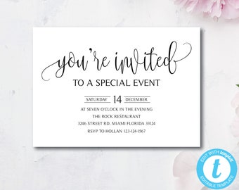 invitation template etsy event invitation template