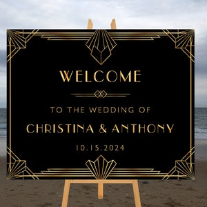 Printable Gatsby Wedding Welcome Sign, Art Deco Wedding Signs, Modern Wedding Sign, Welcome To Our Wedding, Large Digital File WELPOPCORN 01