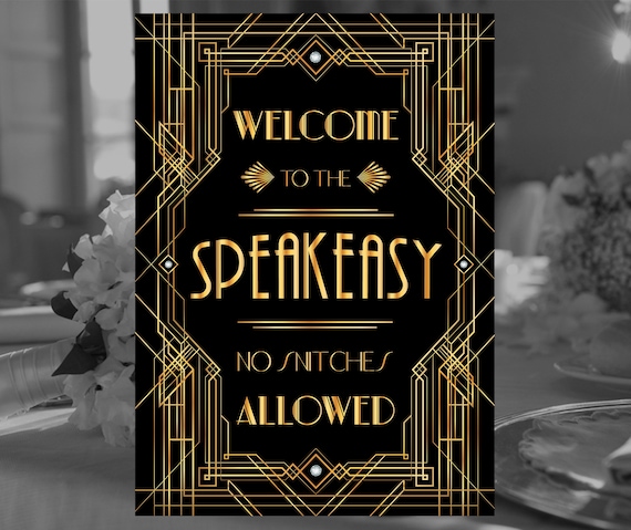 Great Gatsby Art Deco Welcome to the Speakeasy Sign Printable - Etsy