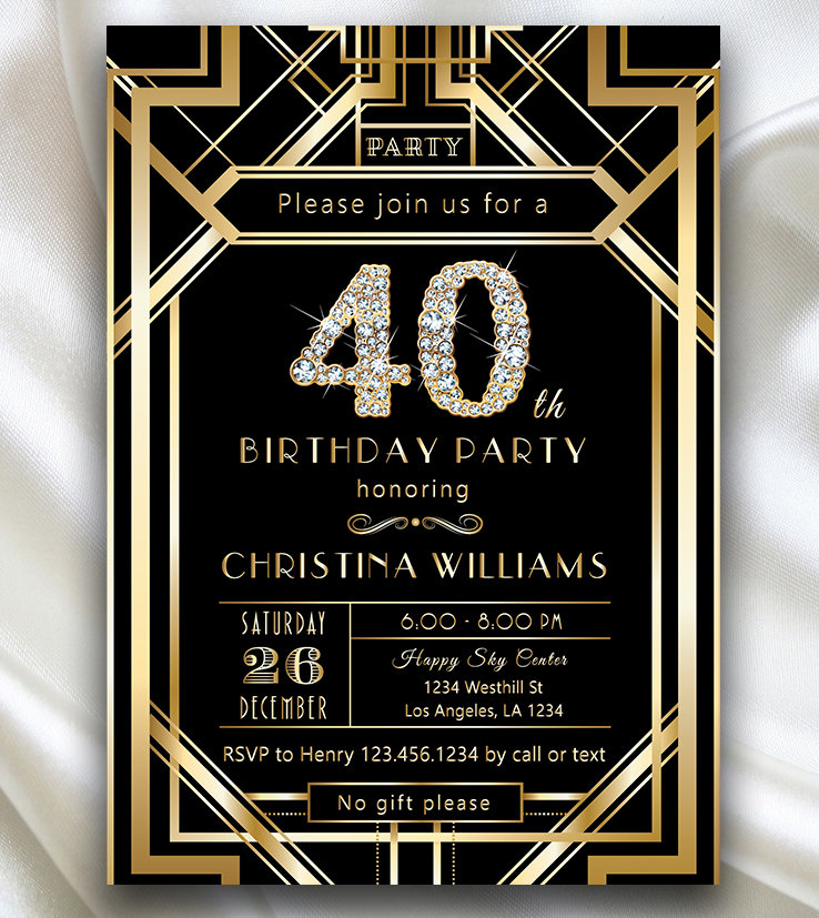 101 Guide to Great Gatsby Themed Birthday Party Ideas  Download Hundreds  FREE PRINTABLE Birthday Invitation Templates