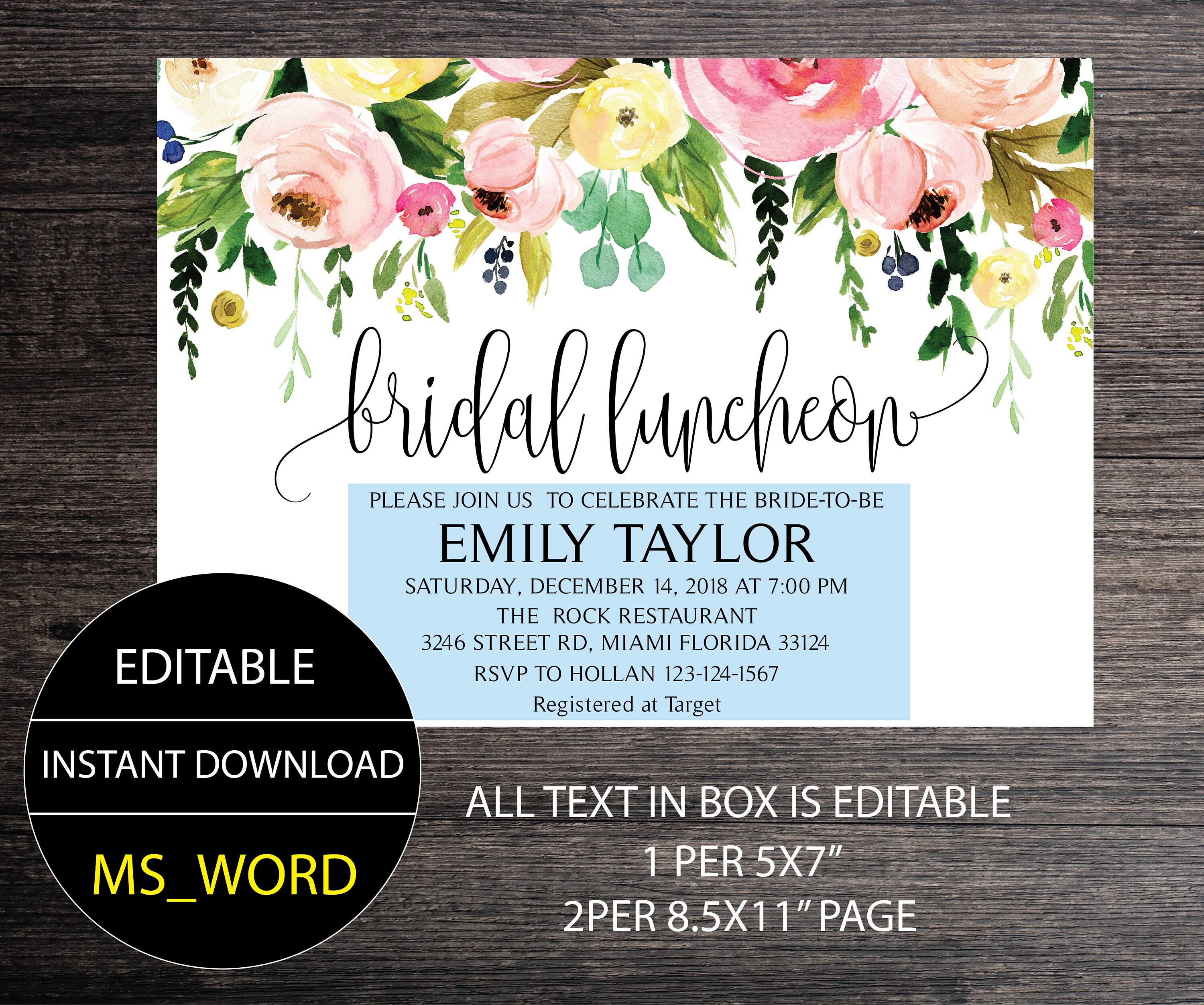Floral Bridal Luncheon Invitation Bridal Brunch Invitation | Etsy