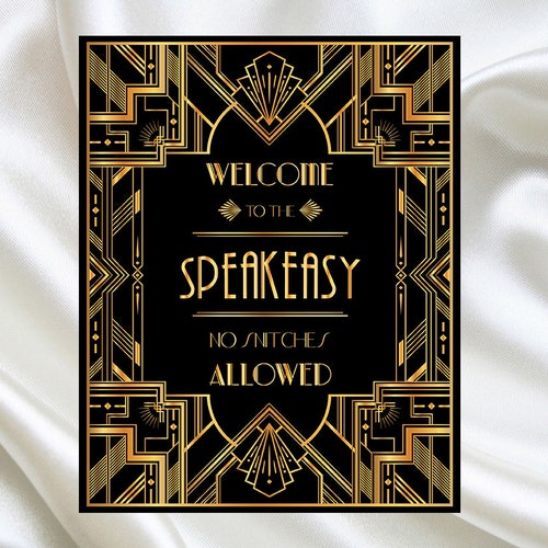 Great Gatsby Art Deco to the Speakeasy Sign Printable Etsy