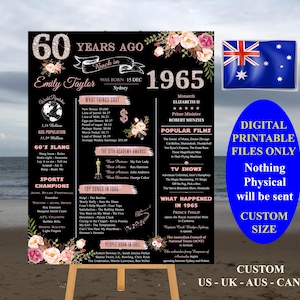 1965 AUSTRALIA, Póster 60 cumpleaños, Póster 1965, Nacido en 1965, Letrero para recordar 1965, Qué pasó en 1965, Descarga instantánea DIY Imprimible8