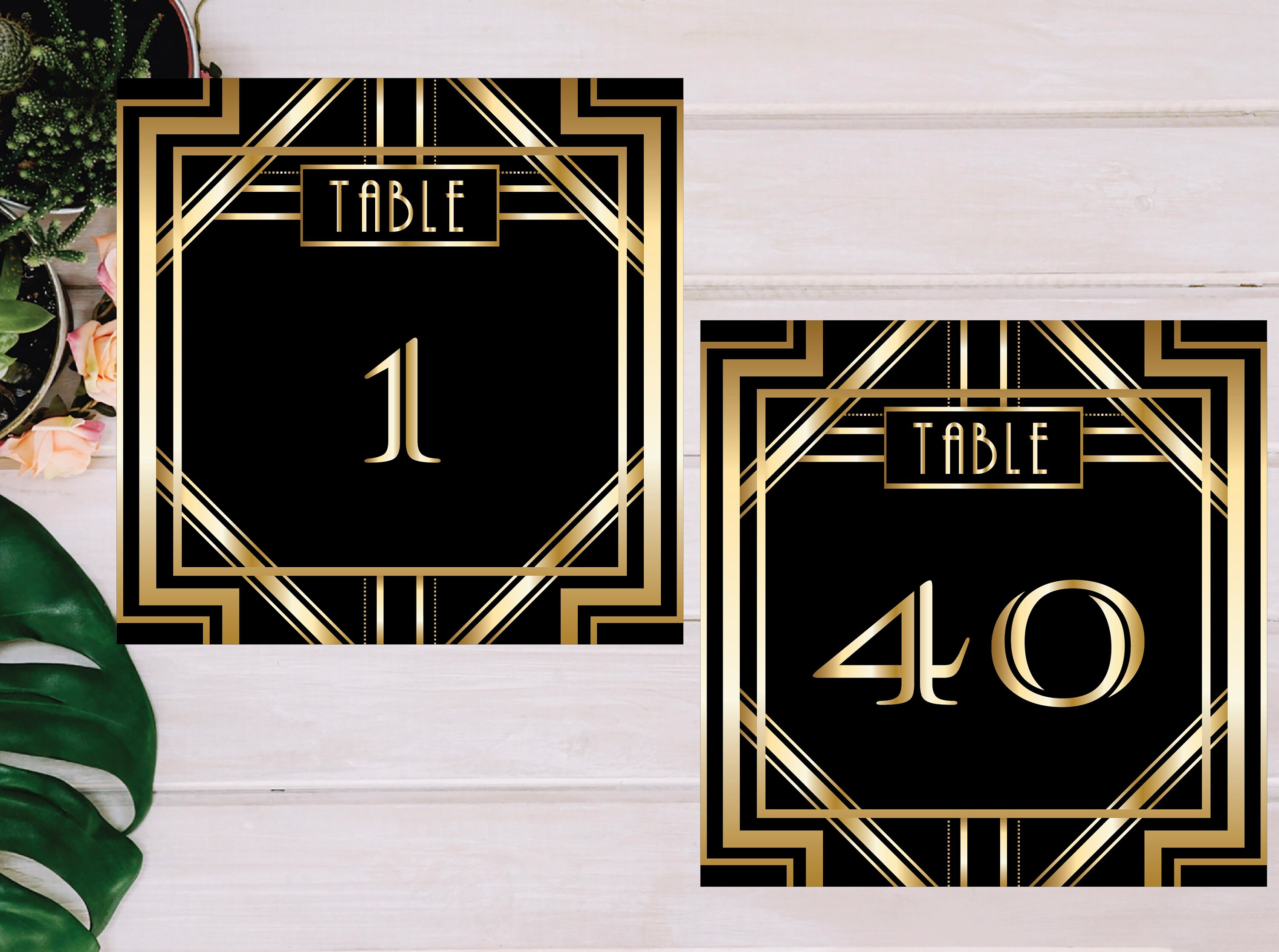 printable great gatsby art deco table number template 1 40 etsy