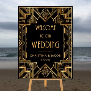 Printable Gatsby Wedding Welcome Sign, Art Deco Wedding Signs, Modern Wedding Sign, Welcome To Our Wedding, Large Digital File WS006