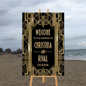 Printable Gatsby Wedding Welcome Sign, Art Deco Wedding Signs, Modern Wedding Sign, Welcome To Our Wedding, Large Digital File WS002