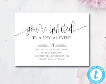 Elegant You're Invited Invitation Template, Special Event Invitation Template  | Instant Download DIY Printable Editable Templett