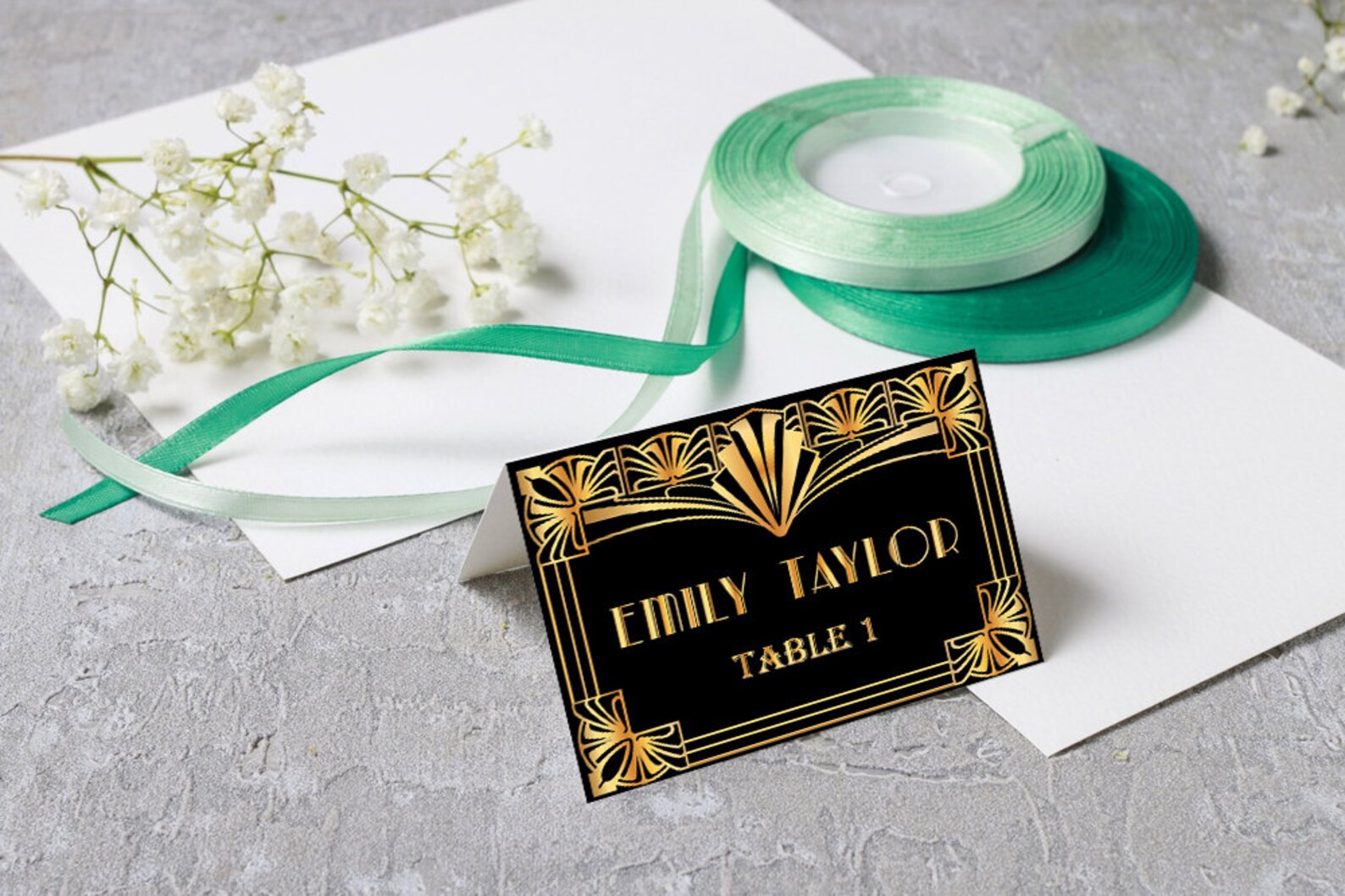 Printable Great Gatsby Art Deco Place Card Template Table Etsy