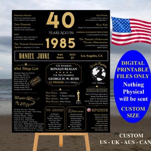 Poster 40th Birthday, 1985 Events, Poster 1985, Born in 1985, Remember 1985 Sign, What happened in 1985 | Instant Download DIY Printable P01