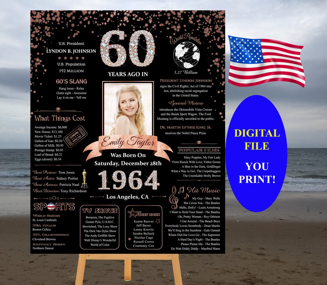 Poster 60th Birthday, 1964 Events, Poster 1964, Born in 1964, Remember