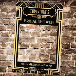 Great Gatsby Art Deco Wedding Photo Booth Frame, Bridal Shower Photo Prop, Wedding Photo Props, Wedding Photo Frame, Digital Photo Booth 16