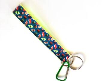 Sushi Wristlet Key Chain, Hands Free Water Bottle Handle, Key Fob