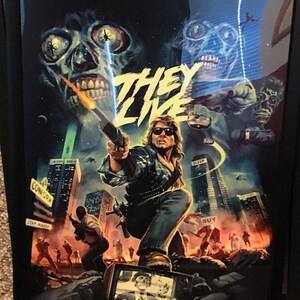 Lámina "Ellos viven", 12 x 18, enmarcada, arte de terror de los años 80, John Carpenter