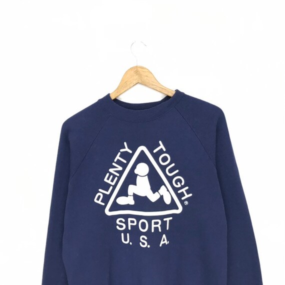 Vintage Plenty Tough Sport Long Sleeve Shirt Spell Out Big Logo L size..
