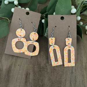 Orange, yellow, and white Halloween earrings