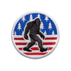 Squatch Patch - American Flag - Bigfoot - PNW - Pacific Northwest - USA - Sasquatch - Hiking - Camping - Woods - Earth - Creature - Yeti