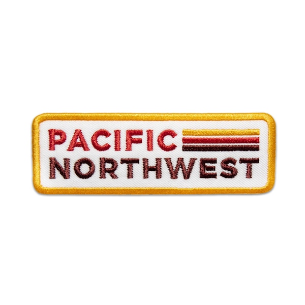 Pacific Northwest Embroidered Iron-On Patch West Coast Mountain Oregon Washington Portland Seattle California Ocean Hiking Surf PNW Camp