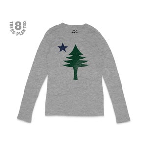 Maine Flag Women's Long Sleeve Shirt - Maine T-Shirt - Maine Flag T-Shirt - Old Maine Flag - Maine Shirt - Maine Gift - Camden - Portland