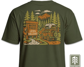 Vintage Style Trees Graphic Tee, Adventure Hiking Camping Shirt