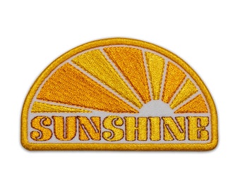 Patch Sunshine – Patch bordado retrô – Raios de sol amarelo-alaranjados – Patch para passar a ferro – Acessório estilo boho – Patch de festival – Patch positivo