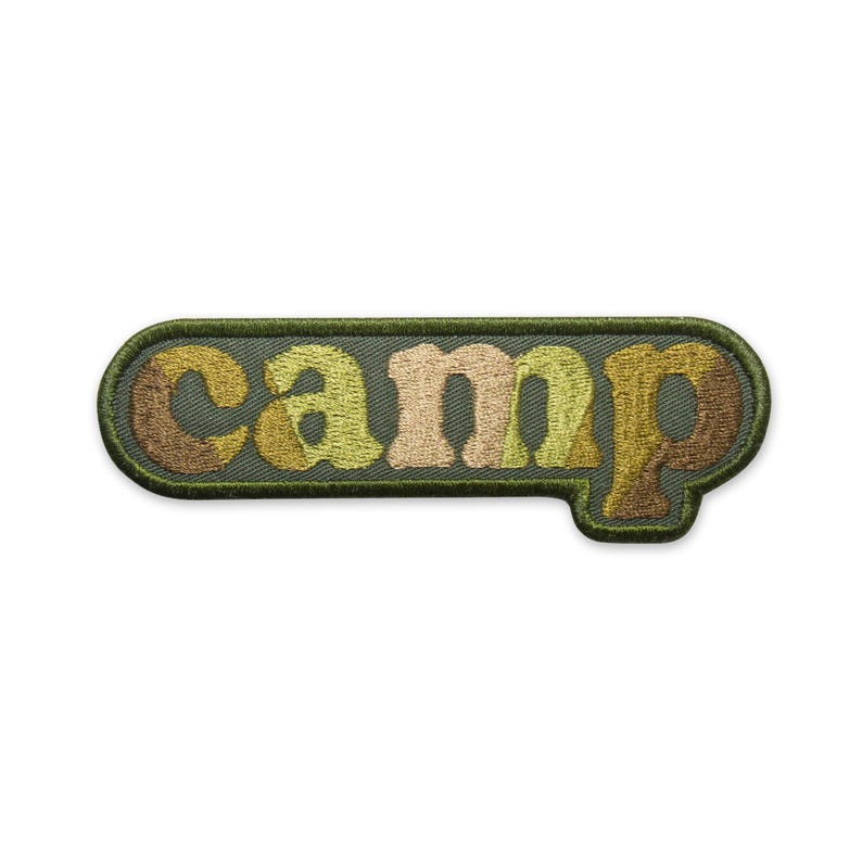 Patch bordado para acampamento - Aventura Vintage, para costurar ou passar a ferro. Olive