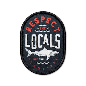 Great White Shark Iron On Patch – Respect the Locals – Embroidered Ocean Patch – Marine Life Gift – Shark Lover Embroidery – Ocean Animals