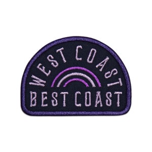 May include: A black embroidered patch with a purple rainbow and the text "West Coast Best Coast".