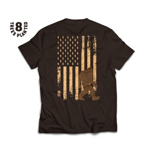 Squatch Shirt - American Flag - Bigfoot - Pacific Northwest - USA - Sasquatch - Hiking - Camping - Woods - Creature - Yeti - Gifts for Him