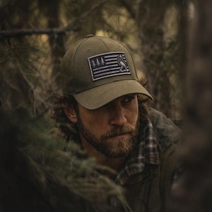 Squatch Flexfit Hat - American Flag Bigfoot Patch