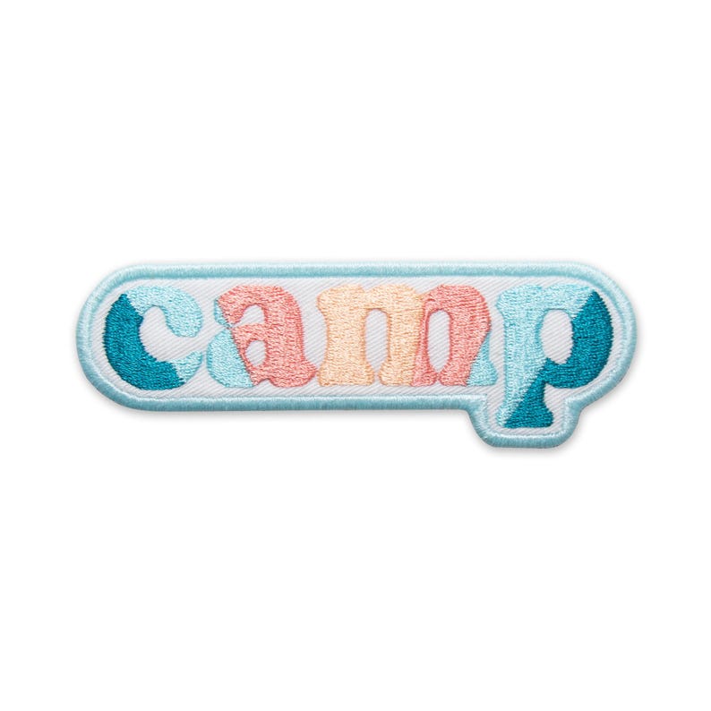 Patch bordado para acampamento - Aventura Vintage, para costurar ou passar a ferro. Sorbet