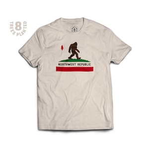 Bigfoot T-Shirt - Squatch - Sasquatch - USA - California Flag - Northwest Republic - West Coast - Pacific Northwest PNW - Geschenken voor hem