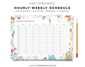 Hourly Weekly Schedule Landscape, Weekly Planner Printable, Week at a  Glance, Weekly Agenda, Desk Planner, Weekly to Do List, A4/letter - Etsy