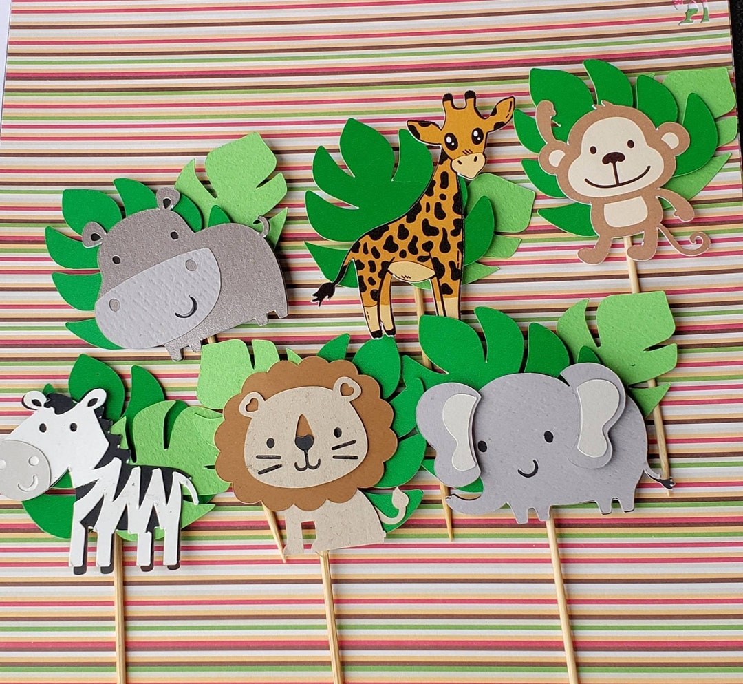 Safari Theme Cupcake Toppers Animal Cake Toppers Safari Baby Etsy