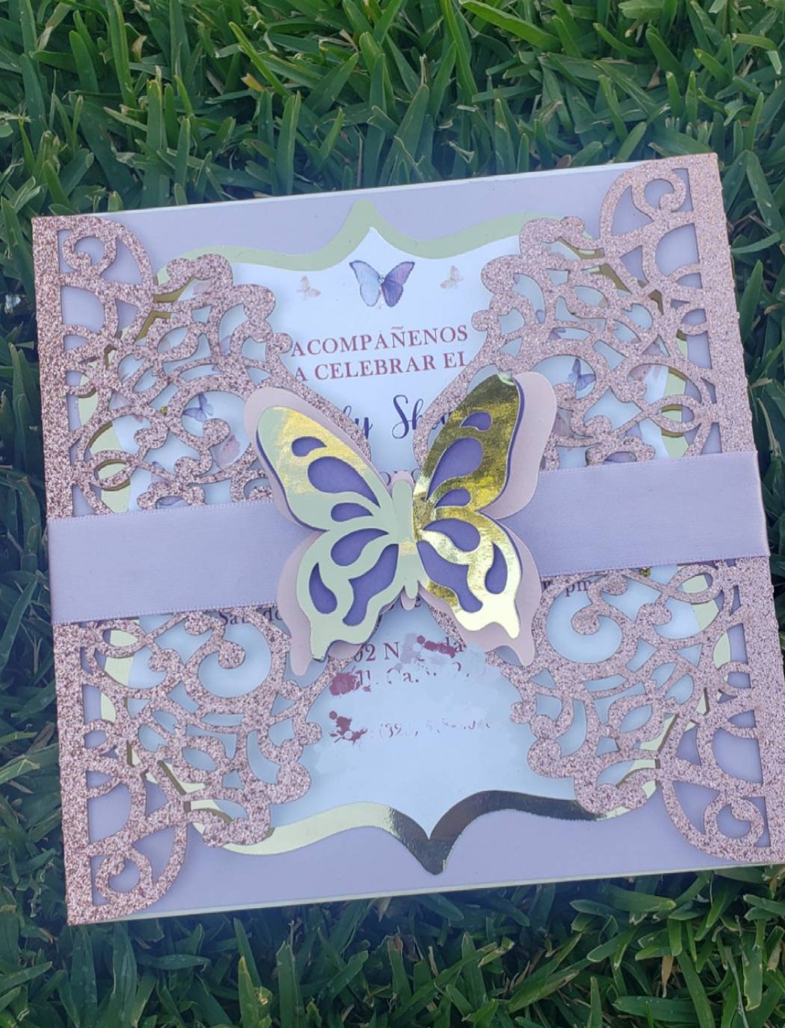 Laser cut invitation butterfly invitation babyshower Etsy