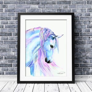 Horse watercolor print, colorful horse wall art, horse painting, horse poster, horse nursery decor, horse illustration, horse art