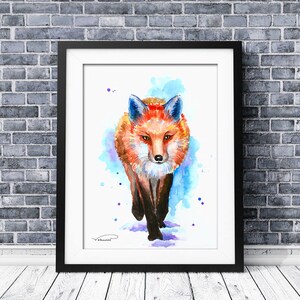 Fox watercolor print, colorful fox wall art, fox painting, fox poster, fox home decor, fox illustration, fox art print