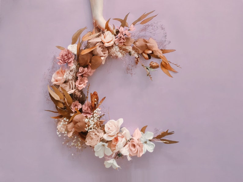 Download Moon Wreath Floral Swag Crescent Moon Wall Hanging | Etsy