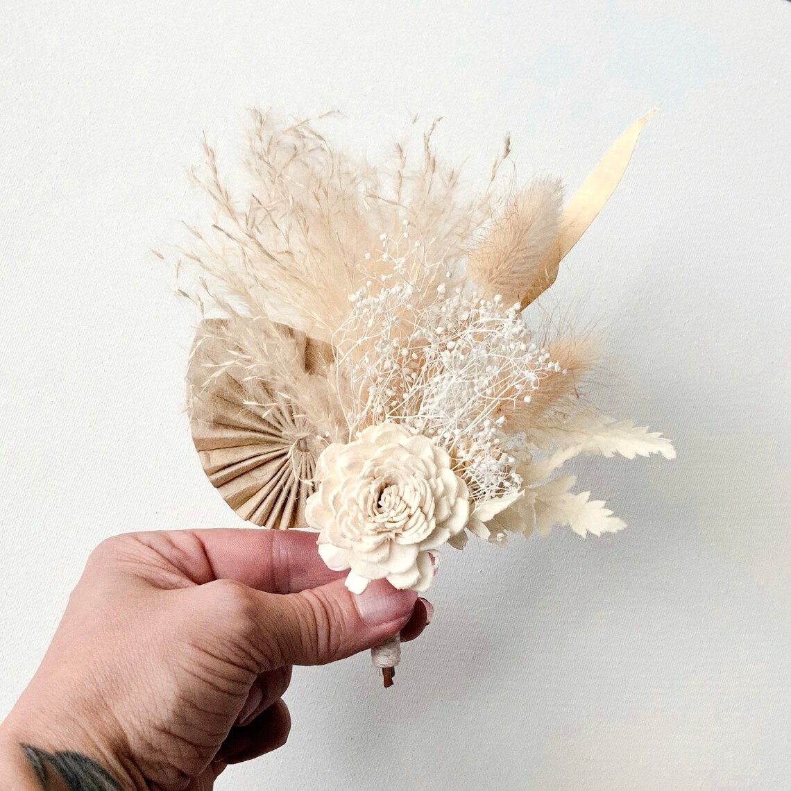 Pampas Grass and Eucalyptus Boutonniere Boutonniere for Men Etsy
