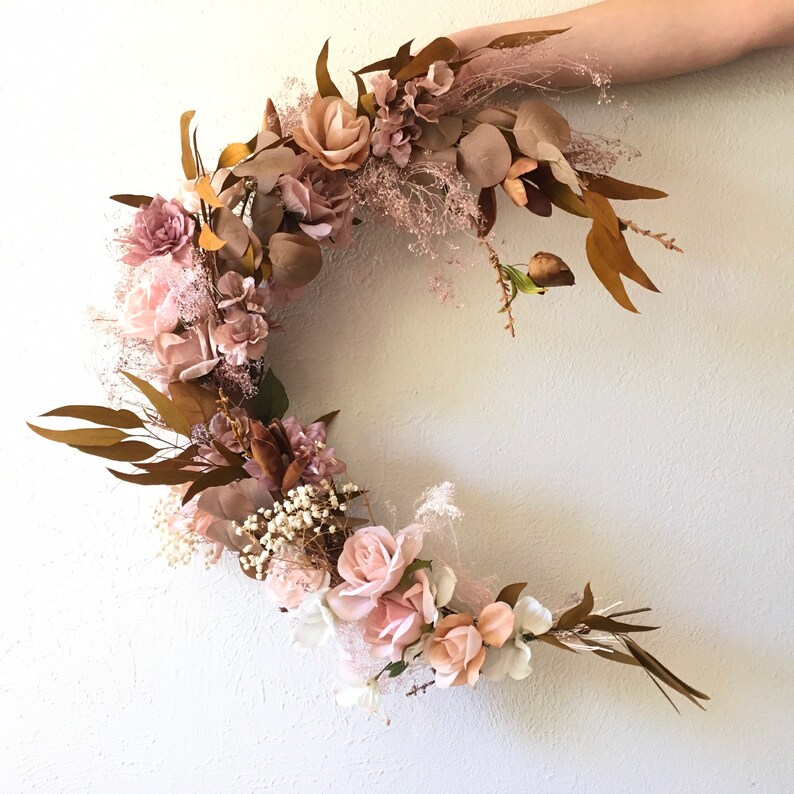 Download Moon Wreath Floral Swag Crescent Moon Wall Hanging | Etsy