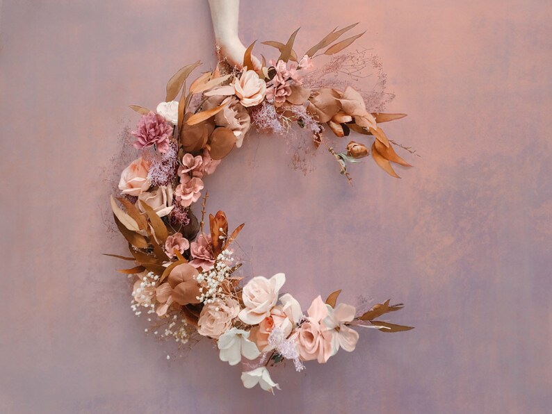 Download Moon Wreath Floral Swag Crescent Moon Wall Hanging | Etsy