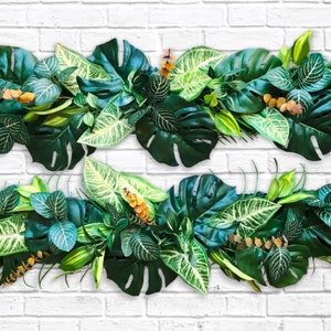 Tropical Garland / Tropical Party Decor - Luau Party Decorations - Tropical Leaf Garland - Monstera Leaf Garland