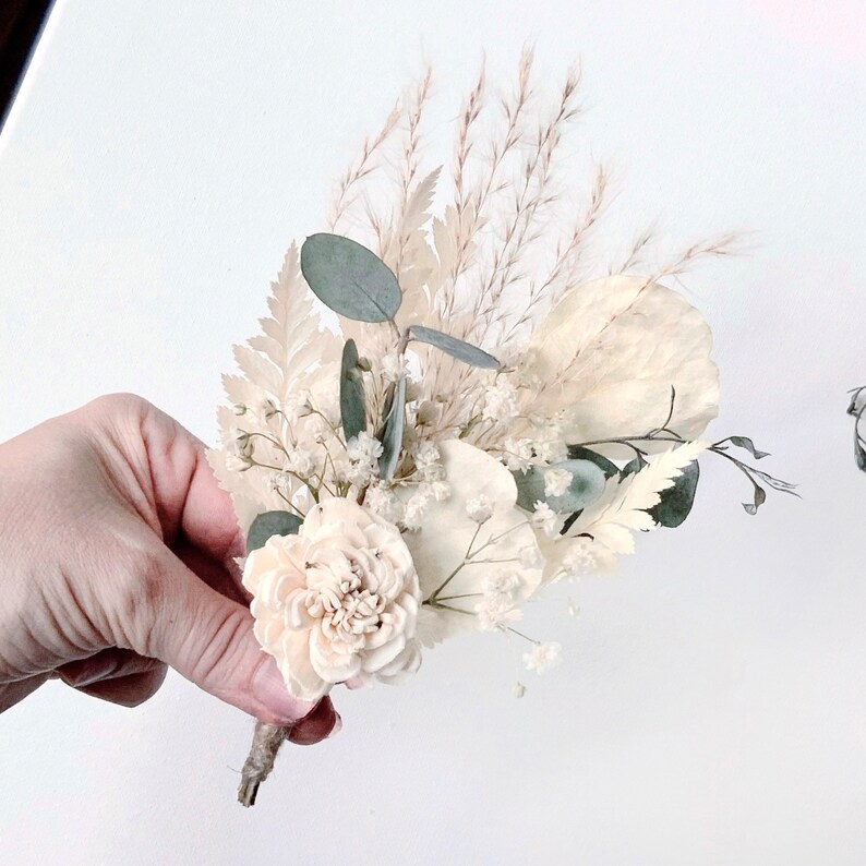 Pampas Grass and Eucalyptus Boutonniere Boutonniere for Men Etsy