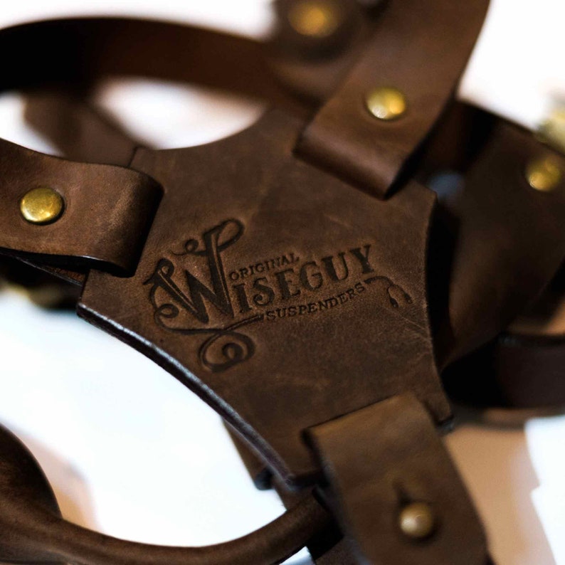 Crazy Horse Brown Leather Suspenders with Studs for men and Etsy