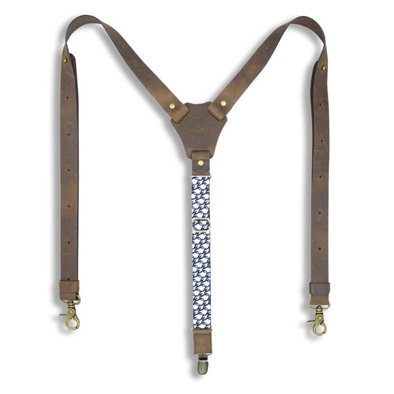Wiseguy Crazy Horse 1.3 inch Wide Dark Brown Authentic American nubuck leather Suspenders